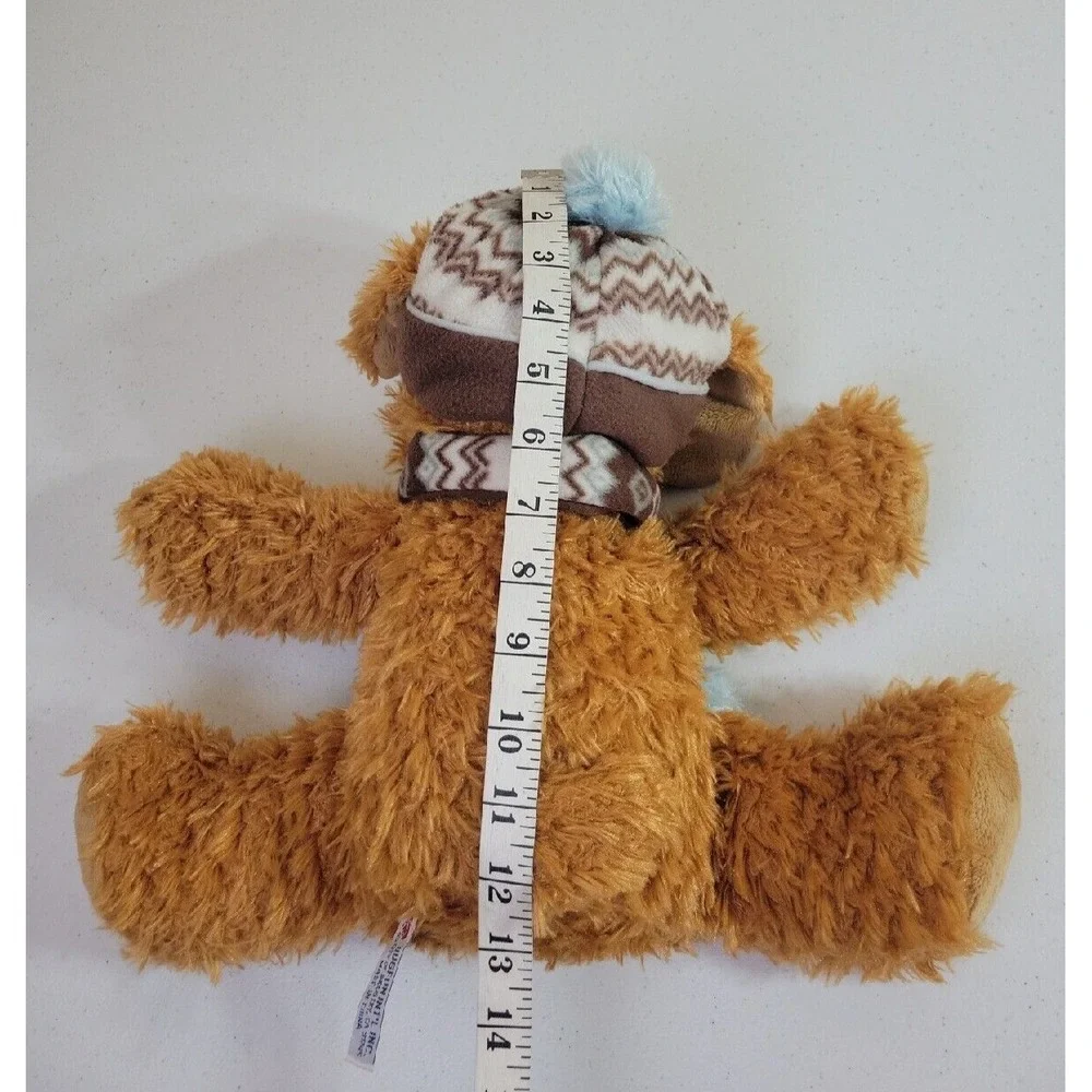 Hugfun Plush Puppy Dog Winter Hat Scarf Snowflake Shaggy Brown Tan Small